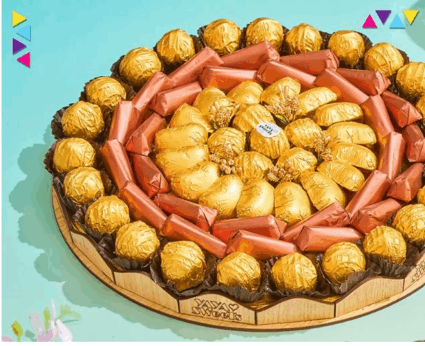 طبق شيكولاتة خشب مدور